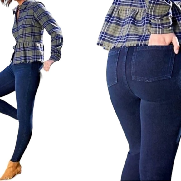 Spanx Dark Indigo Pull On Jeans - Picture 1 of 4